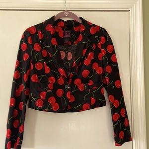 Cherry print crop jacket